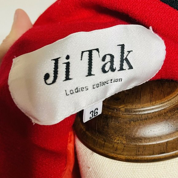 Ji Tak Vintage Cropped Red/Black Blazer Jacket - Picture 10 of 11